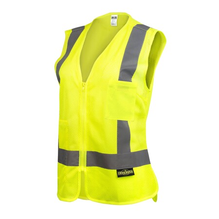 Radians Women's Hi-Vis Safety Vest L Class Type R Class 2 , Zipper 2 Pockets SV2ZWGML